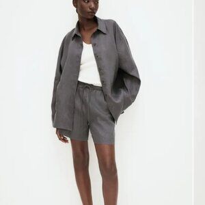 H&M Premium NWT Oversized Linen Shirt Gray 1217792002